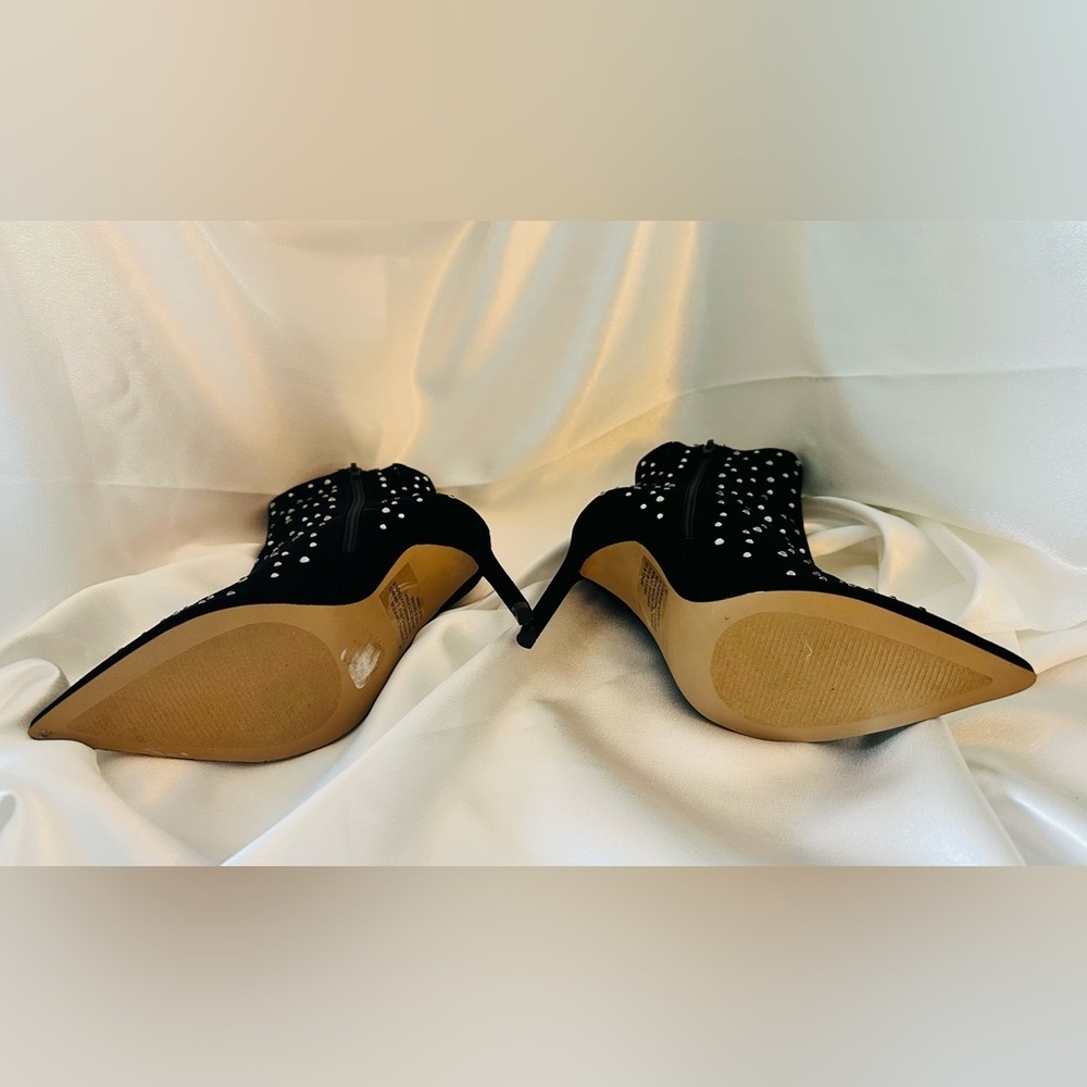 Express Black Studded Heeled Ankle Boots - Picture 6 of 8